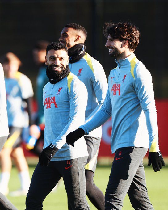 Salah and Szoboszlai head out to train.