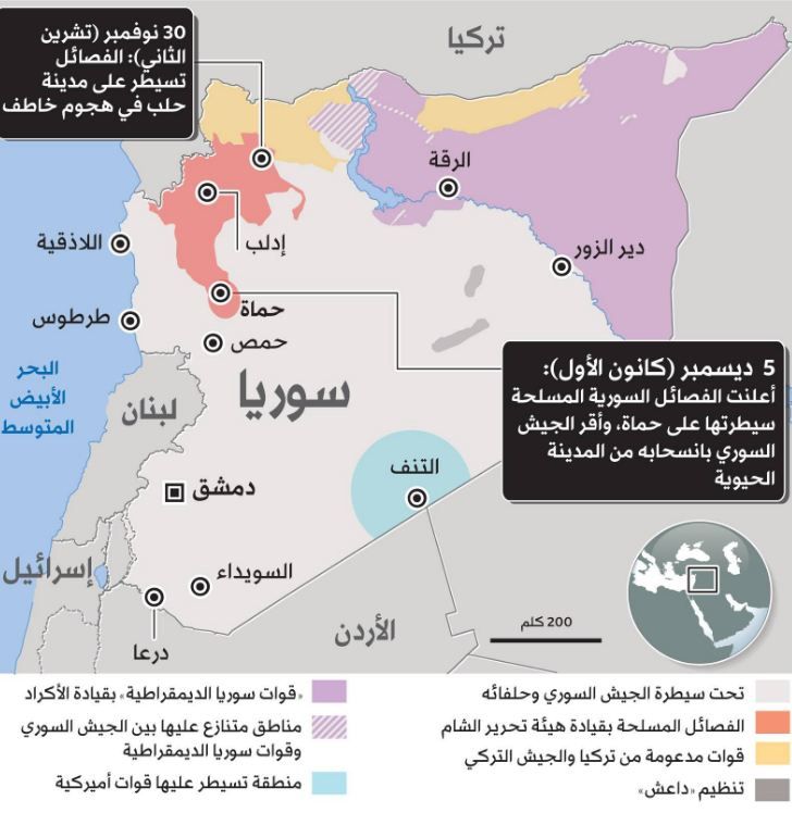 خريطة النفوذ فى سوريا، كلمتك